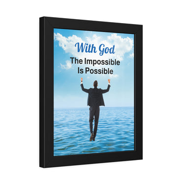 Wood Framed Poster with Shatter-Proof Plexiglass, Walk on Water Man